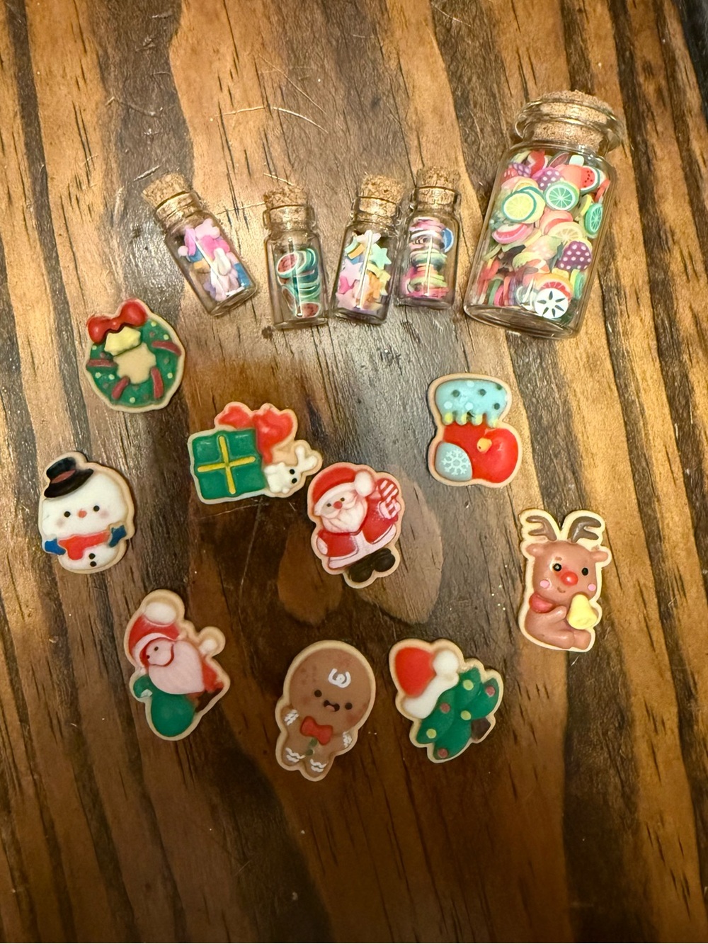 Trinkets mini Christmas cookies and little jars filled with tiny things